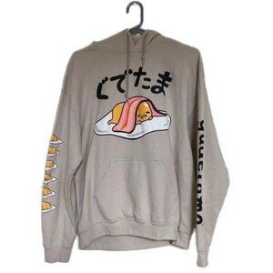 Sanrio Gudetama The Lazy Egg Graphic Hoodie Hooded Pullover Sweatshirt Size M